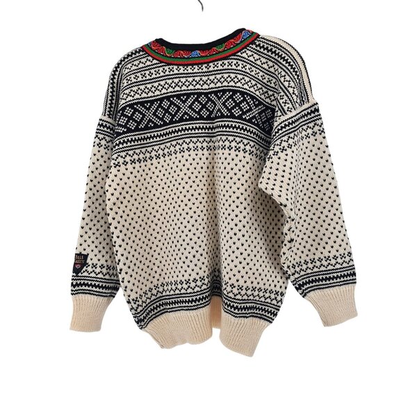 VTG Dale of Norway Wool METAL Clasp Sweater Pullover S FAIR ISLE NORDIC Birdseye - Picture 2 of 14